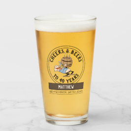 Cheers och Öl 40:e födelsedagsdagen Tecknad Glaskopp