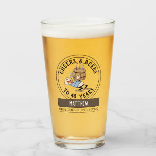 Cheers och Öl 40:e födelsedagsdagen Tecknad Glaskopp