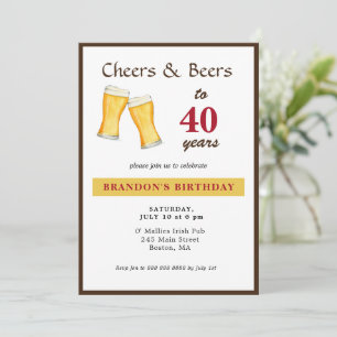 Cheers och Öl 40:e födelsedagsinbjudan Meddelande