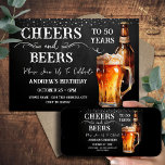 Cheers och Öl 50:e födelsedagsinbjudan Inbjudningar<br><div class="desc">Ost och Öl födelsedag. Enkel att anpassa. All text är justerbar och lätt att ändra för dina egna behov i party. Chalkboard och rustik bakgrund inslag. Roligt Chalkboard snurrar och blommar. Vattenfärgsöl mugg. Inbjudan till honom. Pub eller bakgårdens BQ-födelsedagsdesign. Ändra bara texten i alla åldrar.</div>