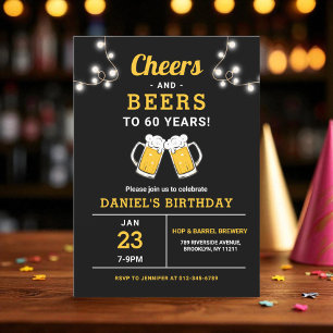 Cheers och Öl 60 års Födelsedagsfest Inbjudningar