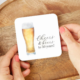 Cheers och Öl Avslappnad 50:e födelsedagen Underlägg Papper Kvadrat