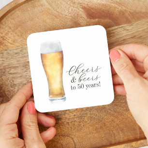 Cheers och Öl Avslappnad 50:e födelsedagen Underlägg Papper Kvadrat