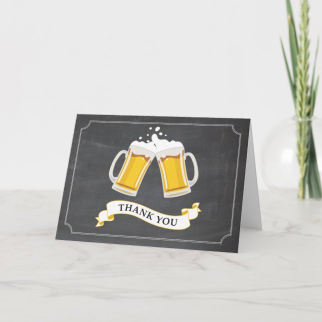 Cheers och Öl Beer Mugg Chalkboard Tack Kort (Framsida)