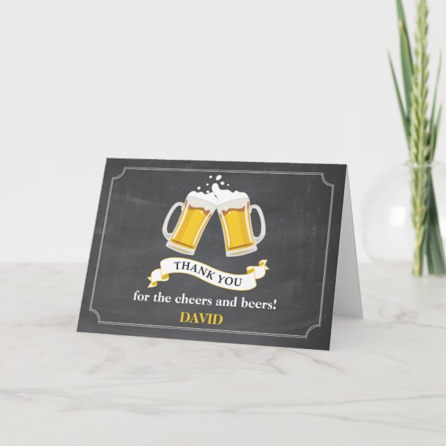 Cheers och Öl Beer Mugg Chalkboard Tack Kort (Framsida)