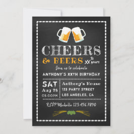Cheers och Öl Chalkboard Milestone Birthday Inbjudningar