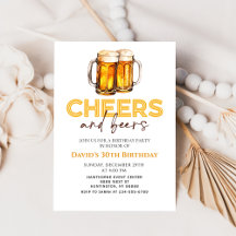 Cheers och Öl Glass Födelsedagsfest inbjudan