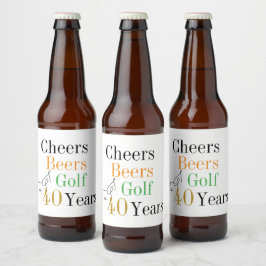 Cheers och Öl Golf 40:e födelsedagen Party Ölflaska Etikett