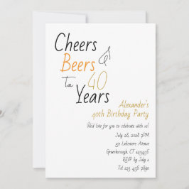 Cheers och Öl Minimal 40:e födelsedagen Party Inbjudningar