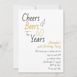 Cheers och Öl Minimal 40:e födelsedagen Party Inbjudningar