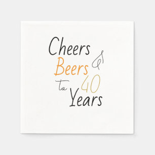 Cheers och Öl Minimal 40:e födelsedagen Party Pappersservett