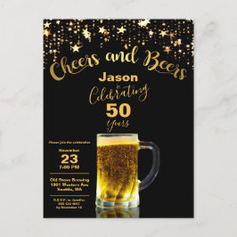 Cheers och Öl Modern 50:e födelsedag Inbjudan Vykort