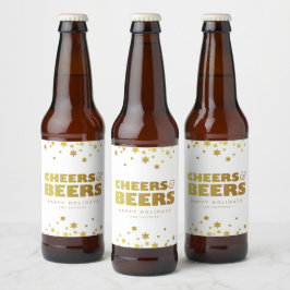 Cheers och Öl | Roligt Julvit och Guld Ölflaska Etikett