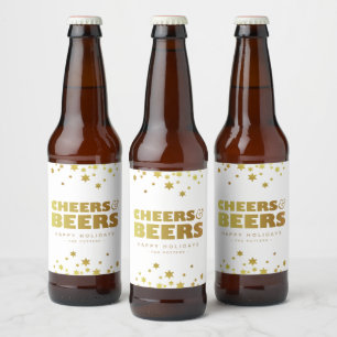Cheers och Öl Roligt Julvit och Guld Ölflaska Etikett