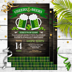 Cheers och Öl St. Patrick Day Födelsedagsfest Inbjudningar