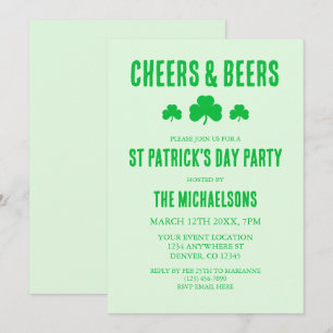 Cheers och Öl St patrick's day Party Inbjudningar