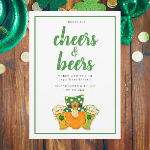 Cheers och Öl St patrick's day Party Leprechaun Inbjudningar
