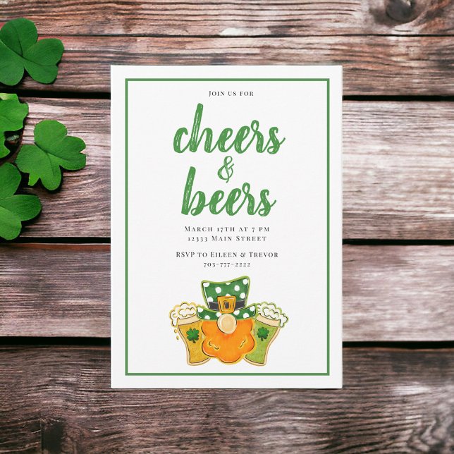 Cheers och Öl St patrick's day Party Leprechaun Inbjudningar (Skapare uppladdad)