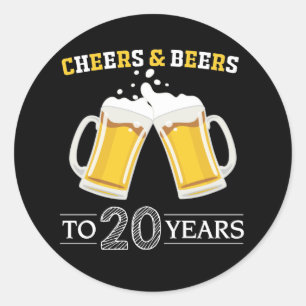 Cheers och Öl till 20 år Runt Klistermärke
