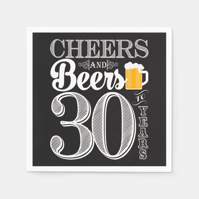 Cheers och Öl till 30 års Cocktail Napkins Pappersservett (Framsidan)