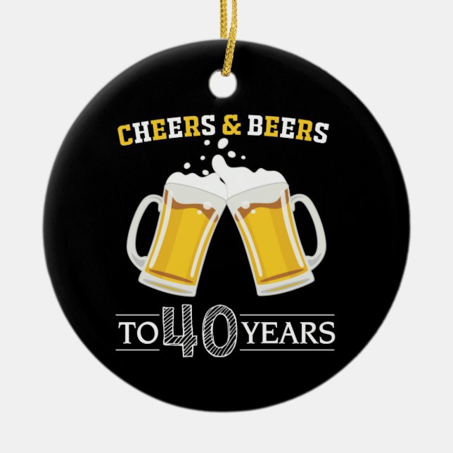 Cheers och Öl till 40 år Julgransprydnad Keramik (Framsidan)