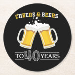 Cheers och Öl till 40 år Underlägg Papper Rund<br><div class="desc">Ost och Öl till 40 års Underlägg</div>