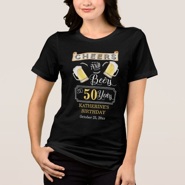 Cheers och Öl till 50 års Födelsedagsfest T-Shir T Shirt (Framsida)