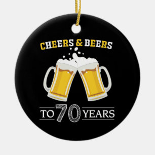 Cheers och Öl till 70 år Julgransprydnad Keramik