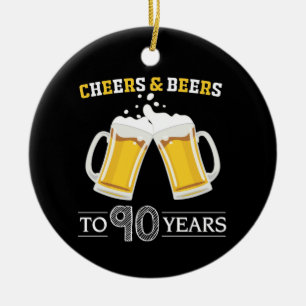 Cheers och Öl till 90 år Julgransprydnad Keramik