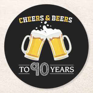 Cheers och Öl till 90 år Underlägg Papper Rund
