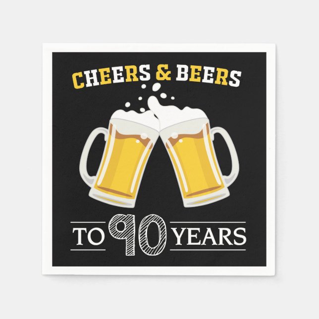 Cheers och Öl till 90 års blöjor Pappersservett (Framsidan)