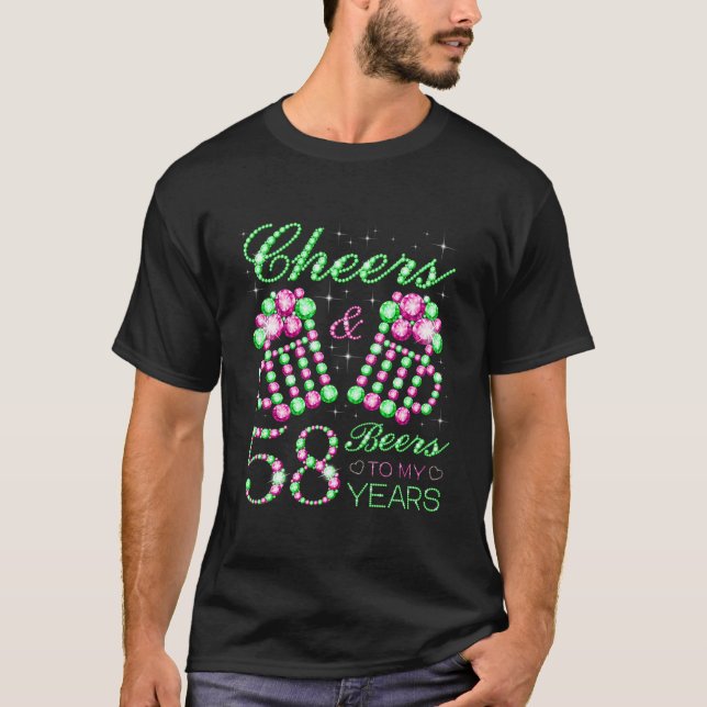 Cheers och Öl till min 58-åriga 58:e födelsedag T Shirt (Framsida)