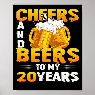 Cheers och Öl till mina 20 år 20:e födelsedagsgåva Poster