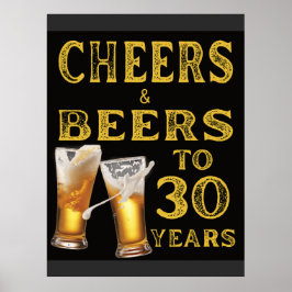Cheers och Öl till My 30 Years Funny Birthday Poster
