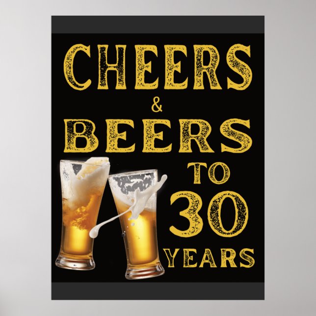 Cheers och Öl till My 30 Years Funny Birthday Poster (Framsidan)