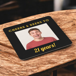 Cheers & Öl 21:a födelsedagsfoto Milestone Underlägg Papper Kvadrat