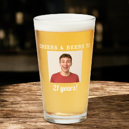 Cheers & Öl 21 år gammal födelsedagsfoto Glaskopp
