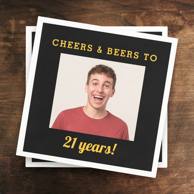 Cheers & Öl 21 år gammal födelsedagsfoto Pappersservett (Skapare uppladdad)