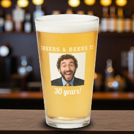 Cheers & Öl 30 år gammal födelsedagsfoto Glaskopp