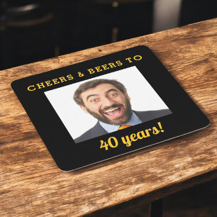 Cheers & Öl 40:e födelsedagsfoto Milestone Underlägg Papper Kvadrat