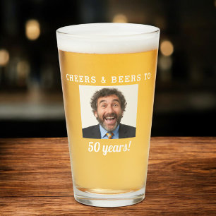 Cheers & Öl 50 år gammal födelsedagsfoto Glaskopp