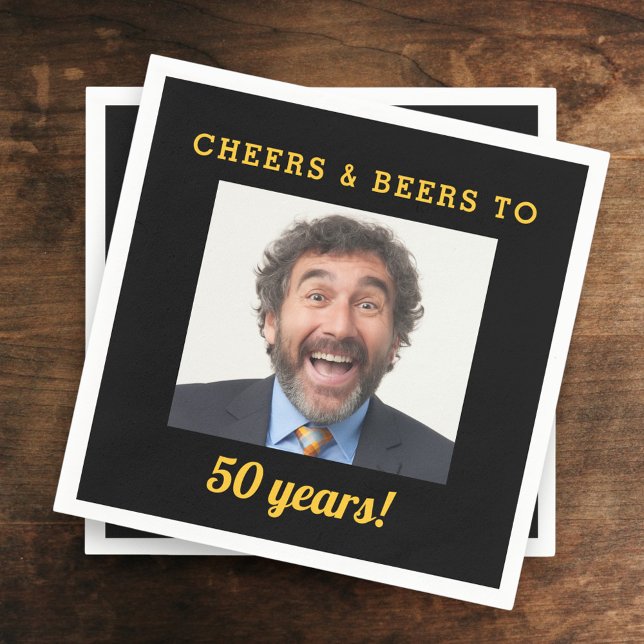 Cheers & Öl 50 år gammal födelsedagsfoto Pappersservett (Skapare uppladdad)