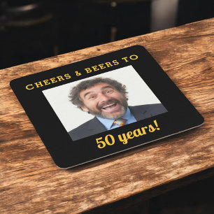 Cheers & Öl 50:e födelsedagsfoto Milestone Underlägg Papper Kvadrat