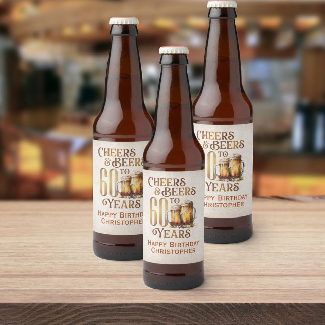 Cheers & Öl 60:e födelsedagen Ölflaska Etikett (Skapare uppladdad)