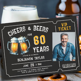 Cheers Öl Biljett Manar Black 60:e födelsedagsfoto Inbjudningar