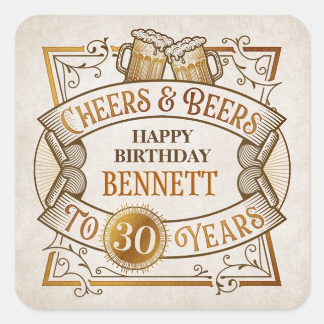 Cheers Öl Birthday Fyrkantigt Klistermärke (Framsida)