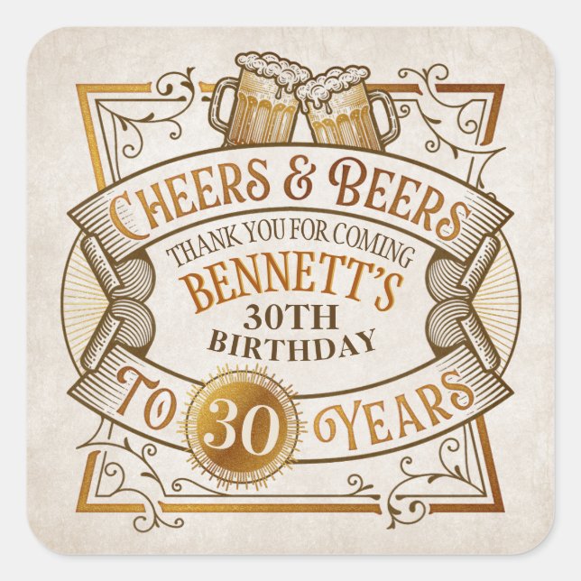 Cheers Öl Birthday Fyrkantigt Klistermärke (Framsida)