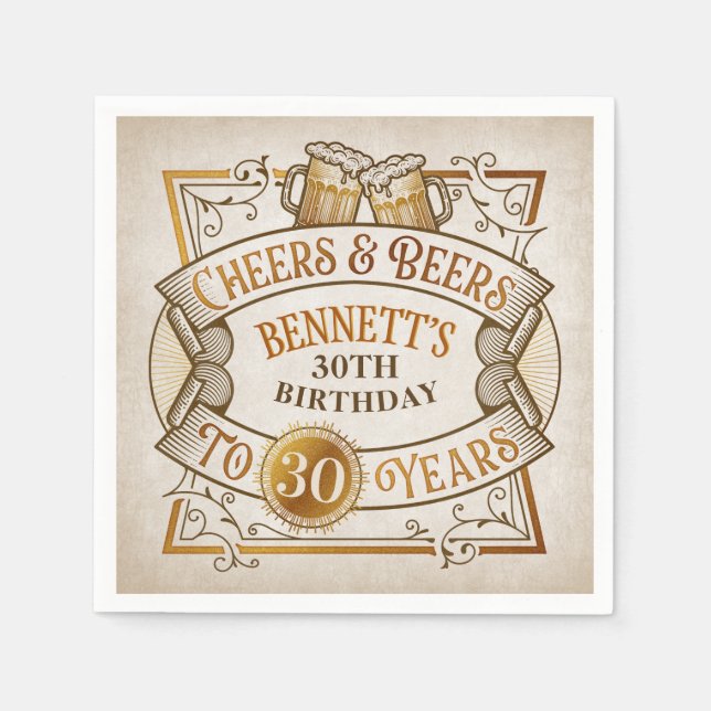 Cheers Öl Birthday Pappersservett (Framsidan)