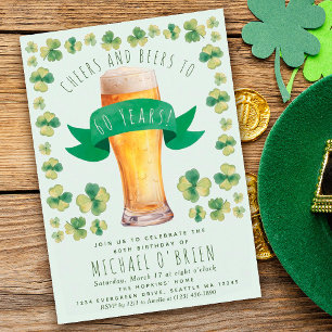 Cheers Öl Birthday St Patricks Party-inbjudan