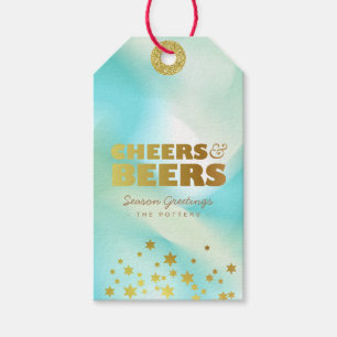 Cheers & Öl Klistra in Grönt övertoning & Guld Presentetikett